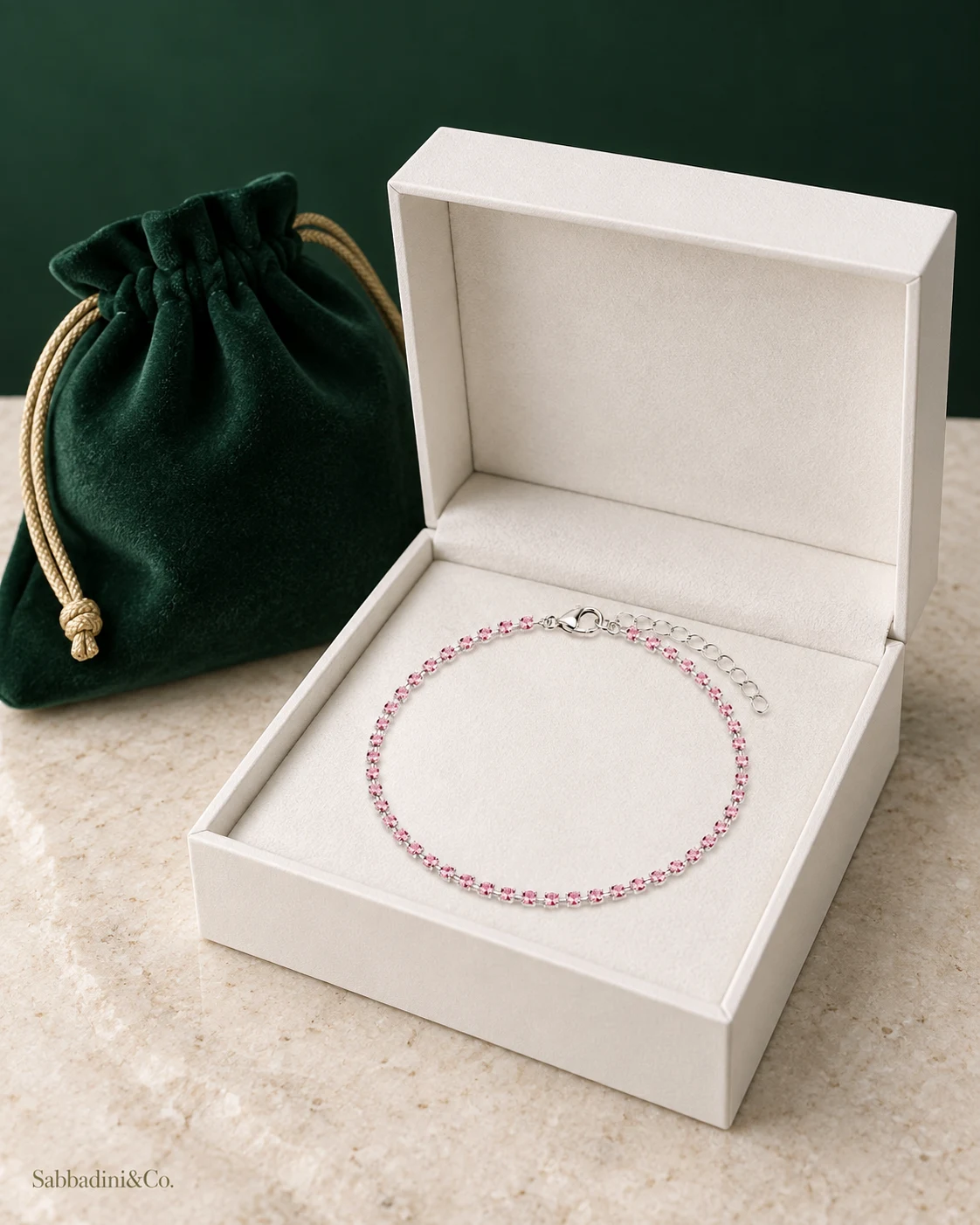 Pulseira Riviera Rosa Banhado A Prata 925 — vista 5