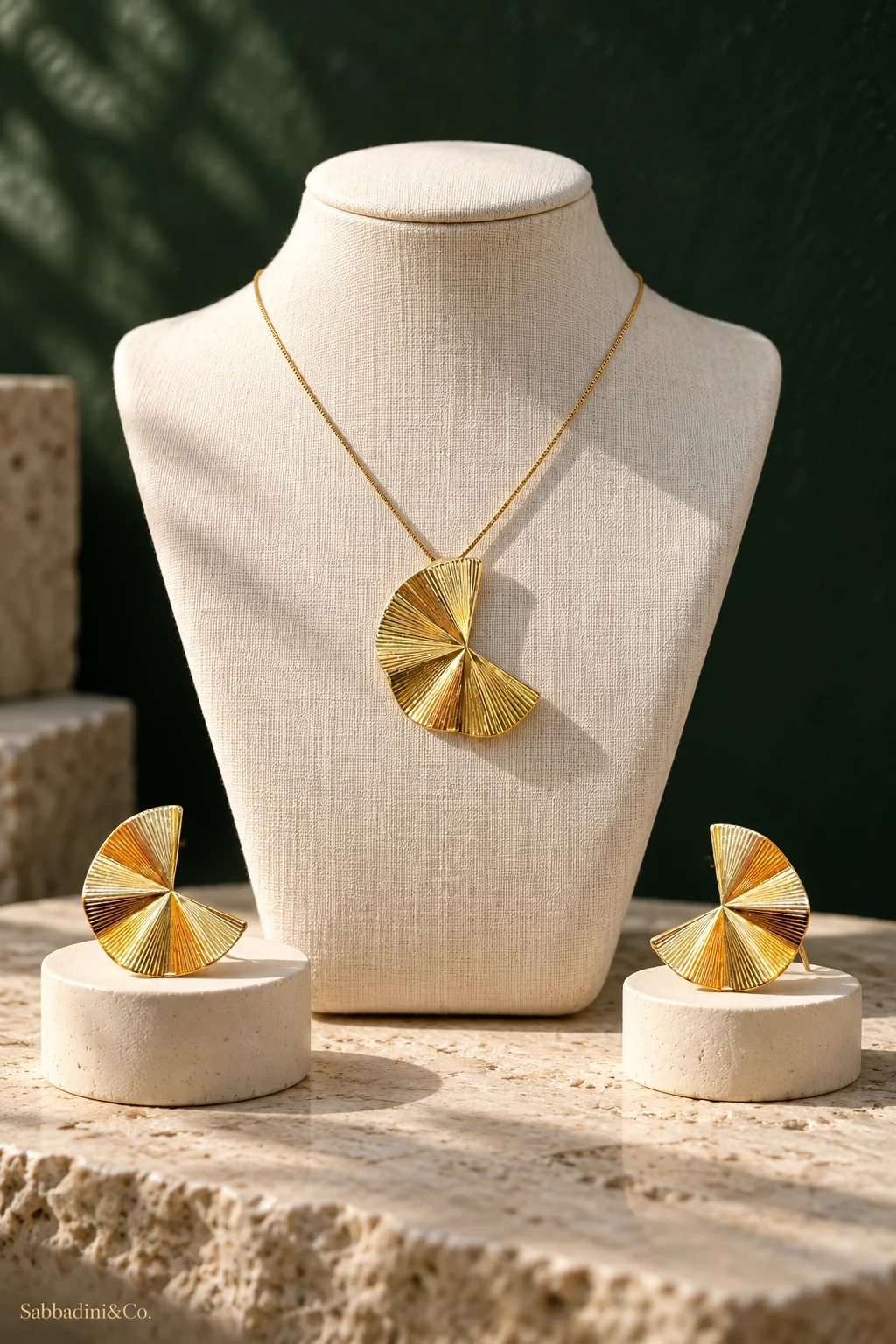 Conjunto Leque Banhado a Ouro 18K — mostruário