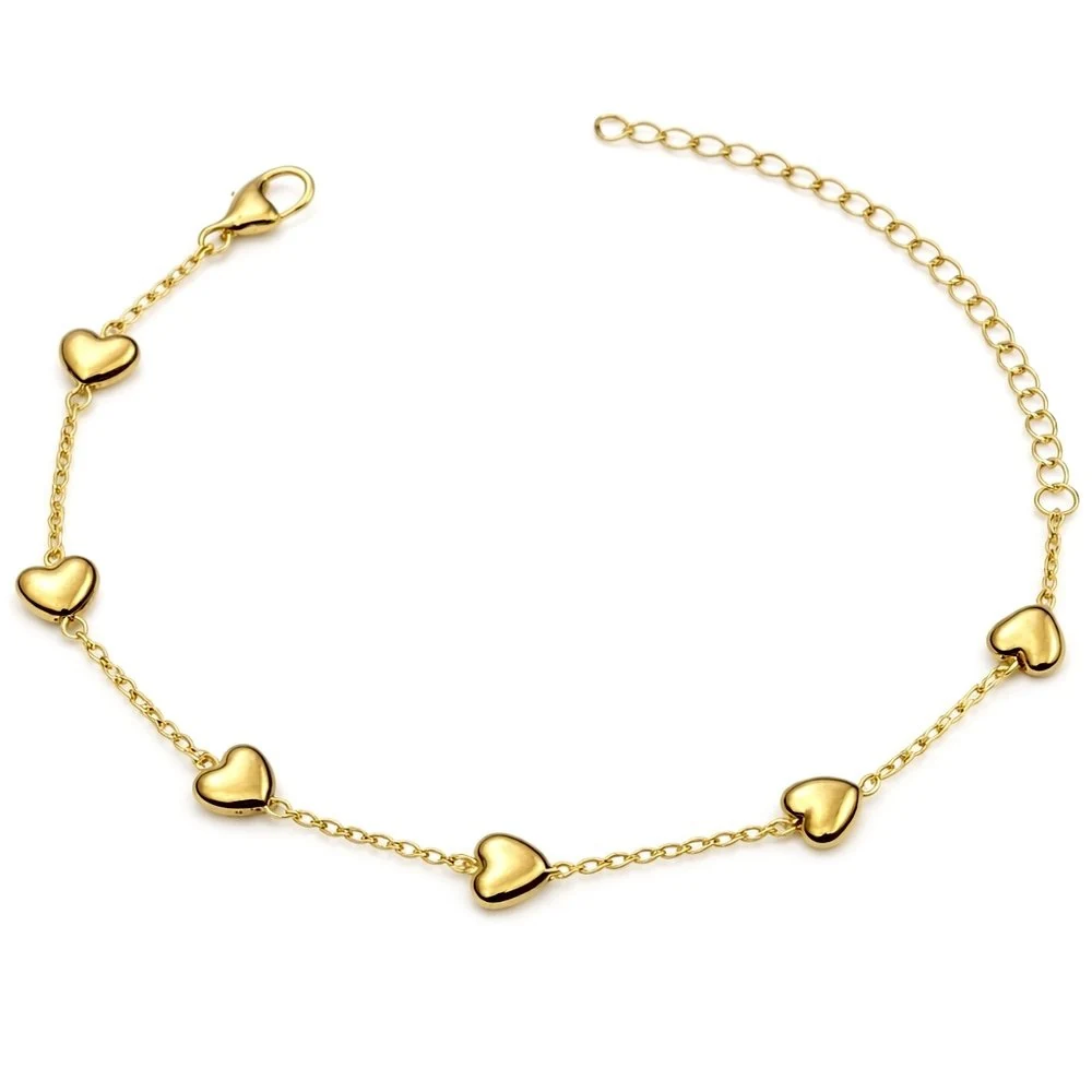 Pulseira Seis Corações Espaçada Banhado A Ouro 18K, imagem 1