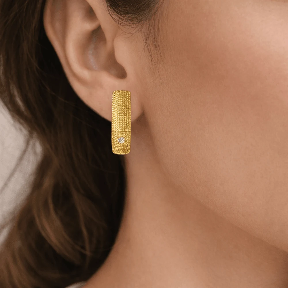 Brinco Palito Pedra Gloss Banhado a Ouro 18K, imagem 2