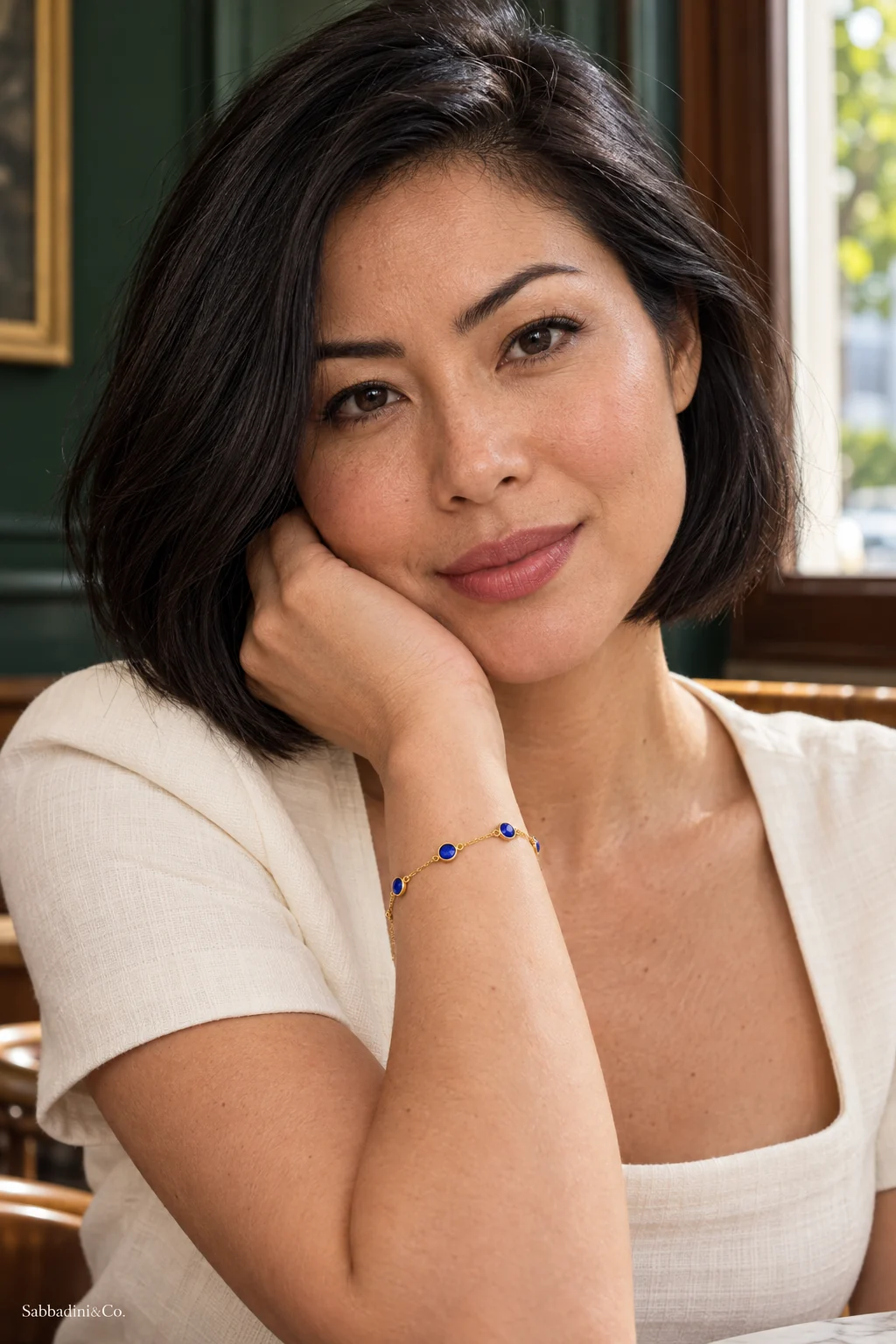 Pulseira Quatro Tiffany Azul Royal Banhada a Ouro 18K — vista 4