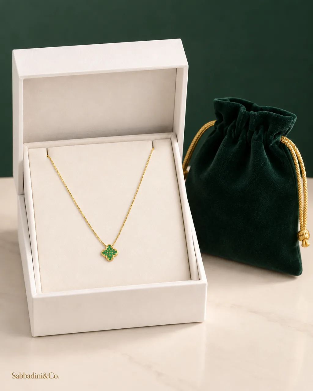 Colar Jeweled Green Clover Banhado a Ouro 18k — vista 5