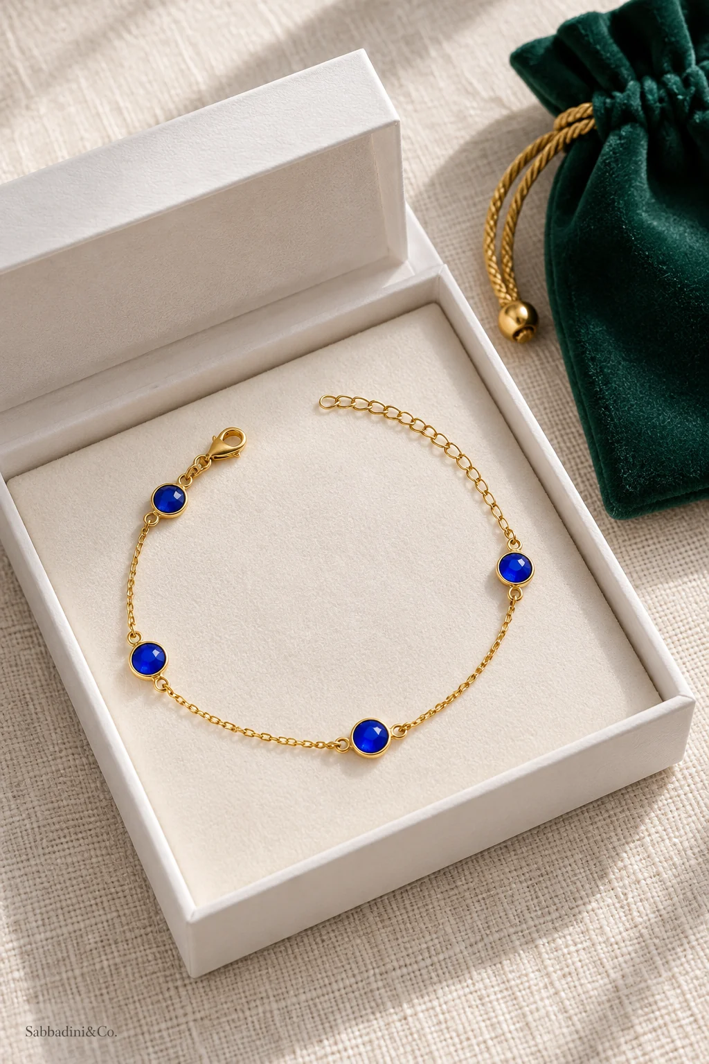 Pulseira Quatro Tiffany Azul Royal Banhada a Ouro 18K — vista 6